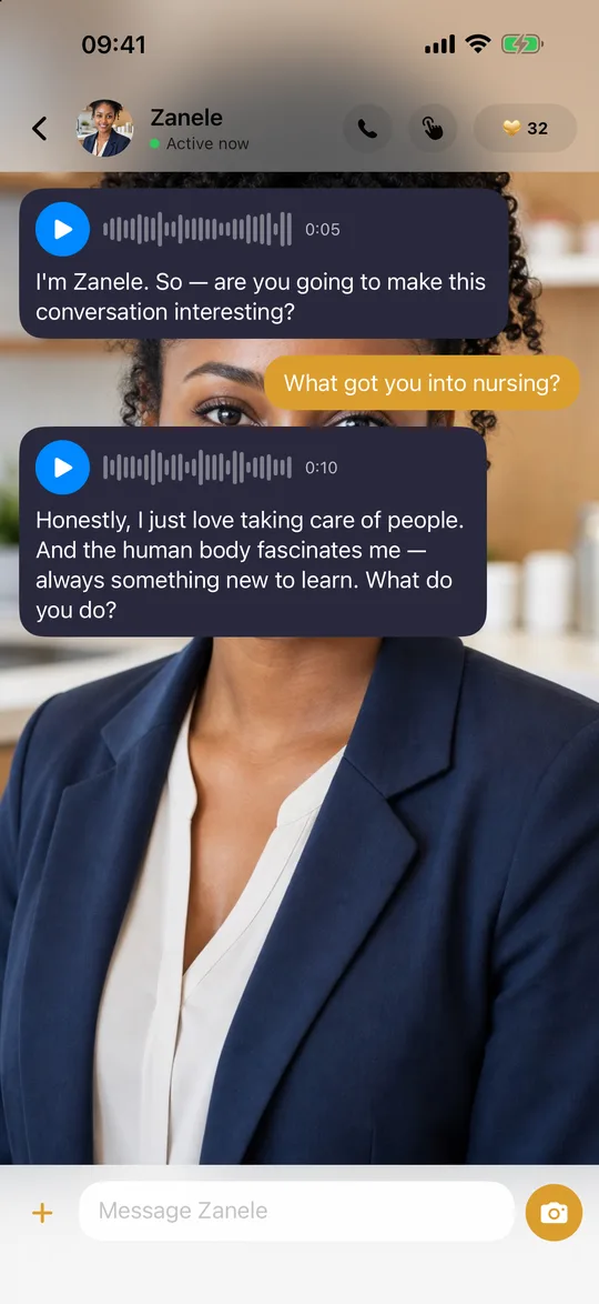 A conversation with a spoken reply