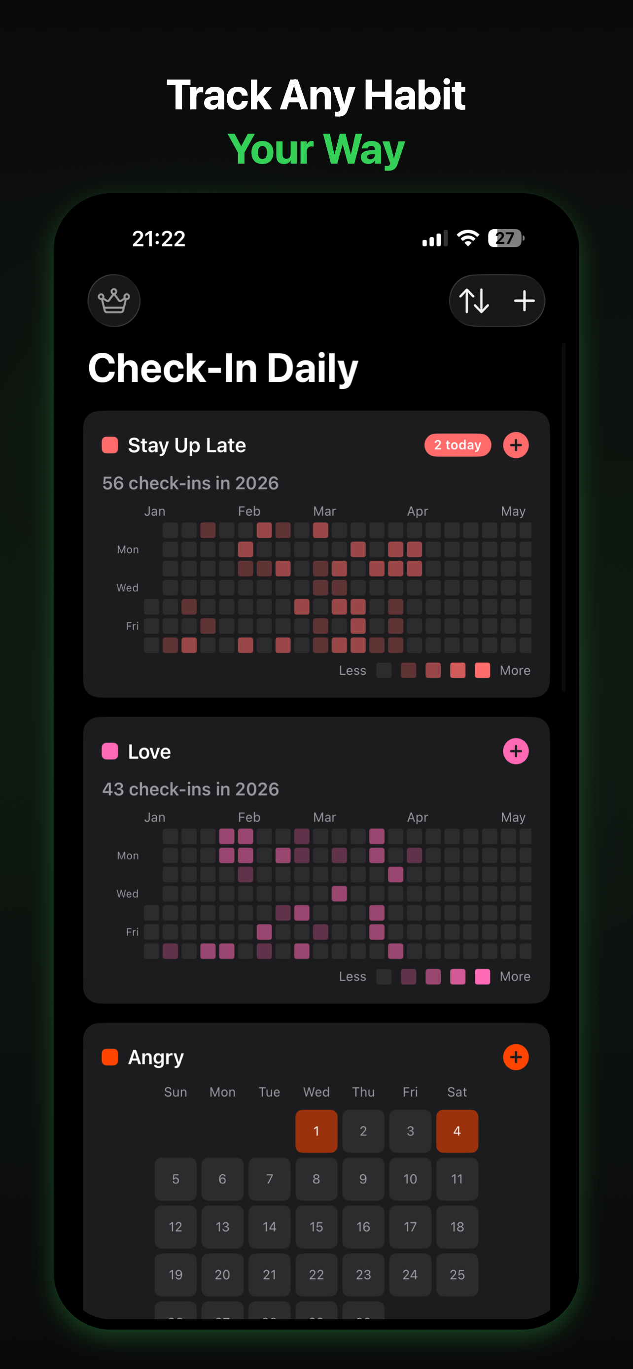 Check-In Daily Home Screen